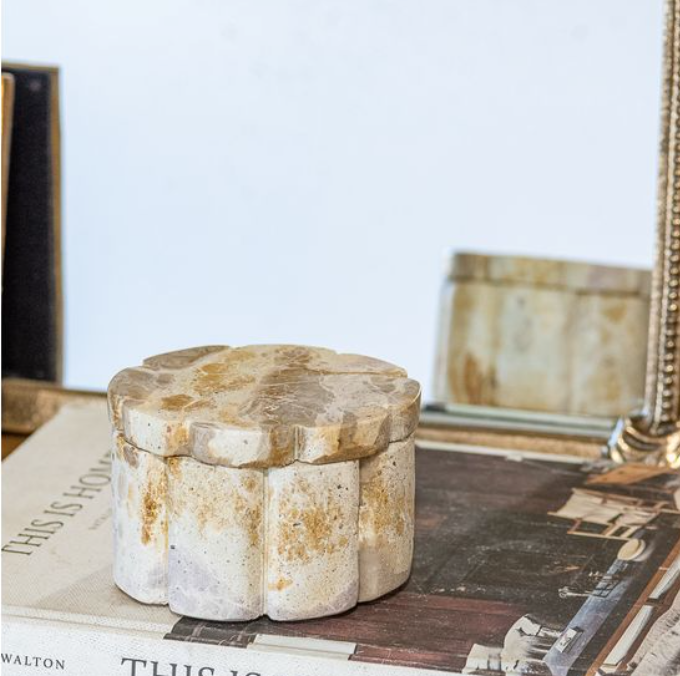 Leopard Marble Scallop Pinch Pot, Feathered Farmhouse