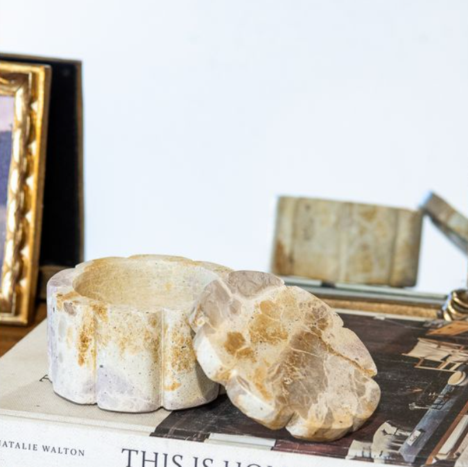 Leopard Marble Scallop Pinch Pot, Feathered Farmhouse