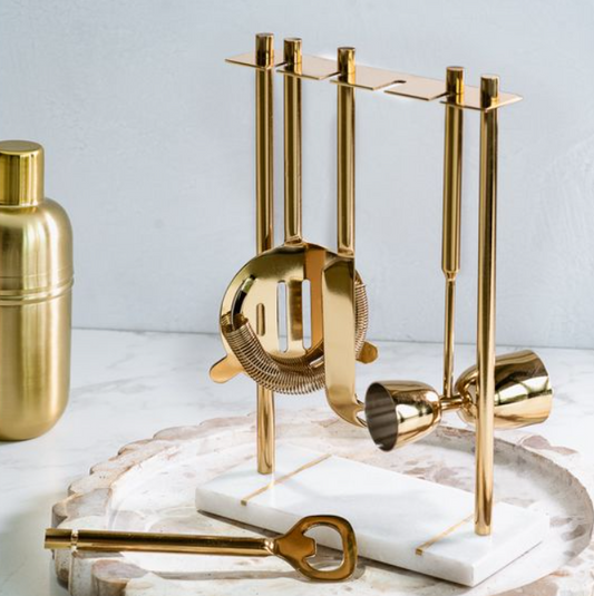 Marble Base Bar Set, Feathered Farmhouse