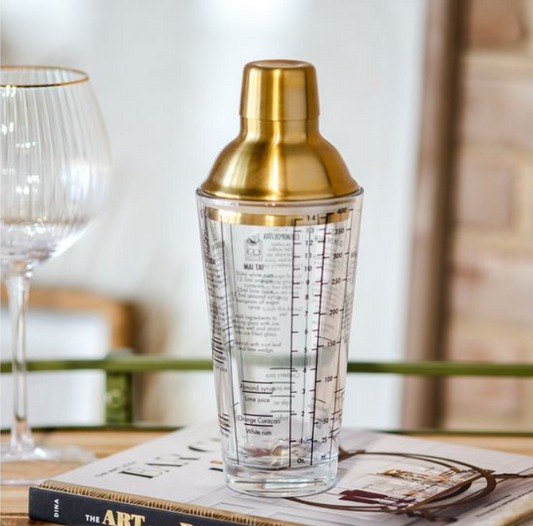 Glass Shaker with Drink Recipes, Feathered Farmhouse