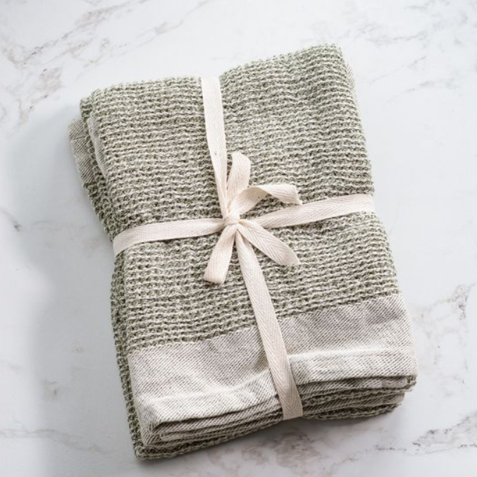 Olive Waffle Towels, Feathered Farmhouse