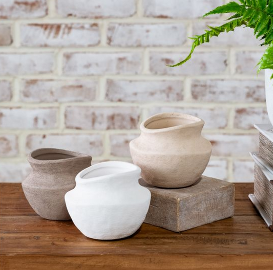 Wide Mouth Earth Vase, Feathered Farmhouse