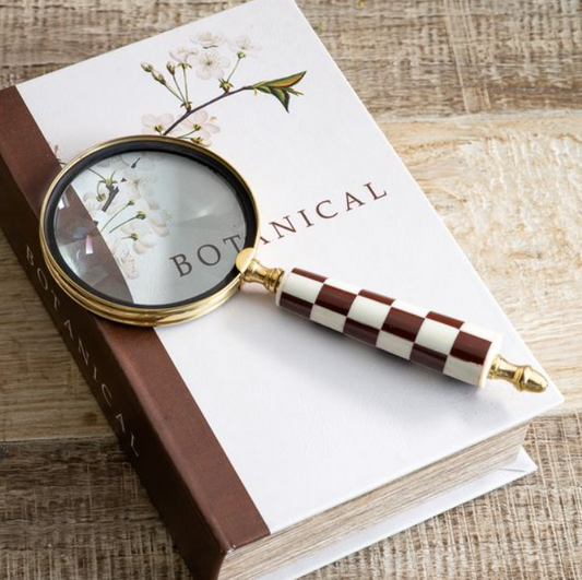 Brown Check Magnifying Glass, Feathered Farmhouse