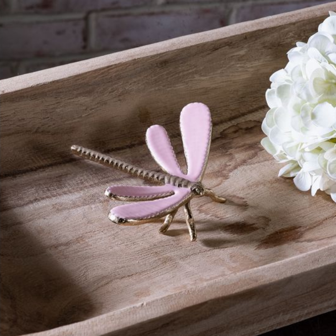 Gold + Pink Metal Dragonfly, Feathered Farmhouse