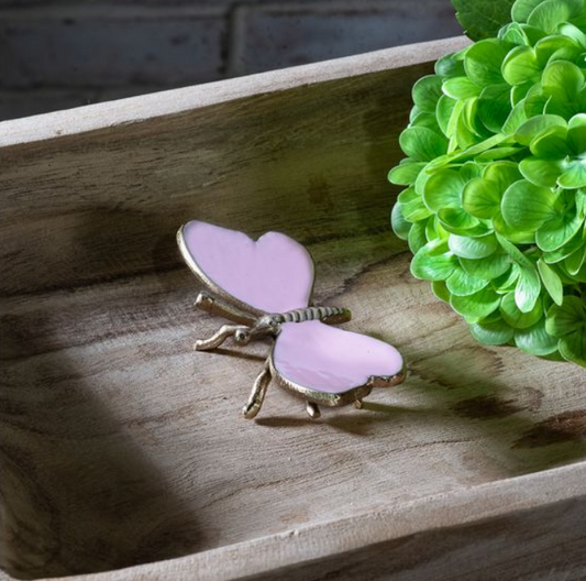 Gold + Pink Metal Butterfly, Feathered Farmhouse