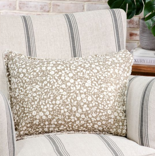 Beige Spring Floral Pillow, Feathered Farmhouse