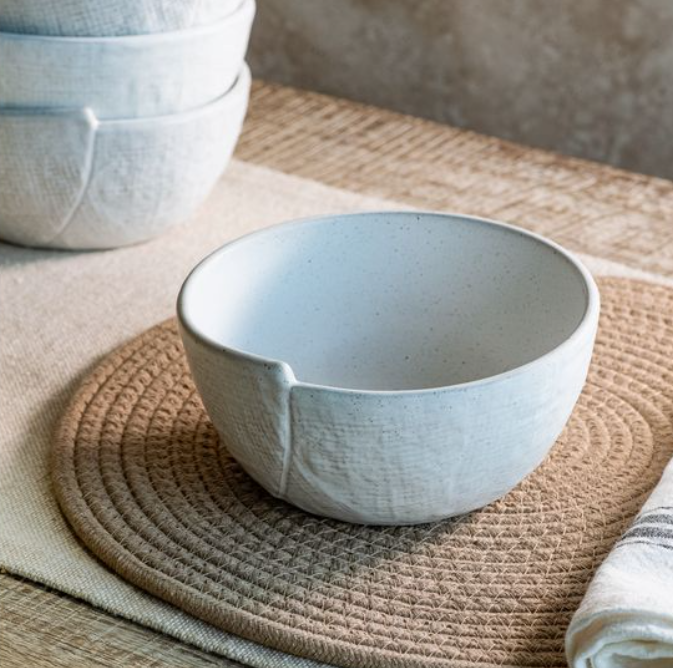 White Artisan Bowl, Feathered Farmhouse