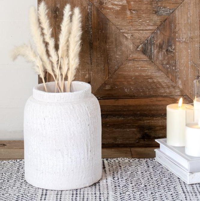 White Vase, Feathered Farmhouse