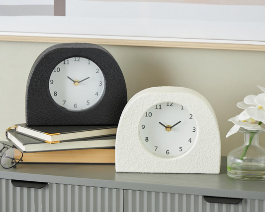 Metal Textured Decorative Clock, Feathered Farmhouse