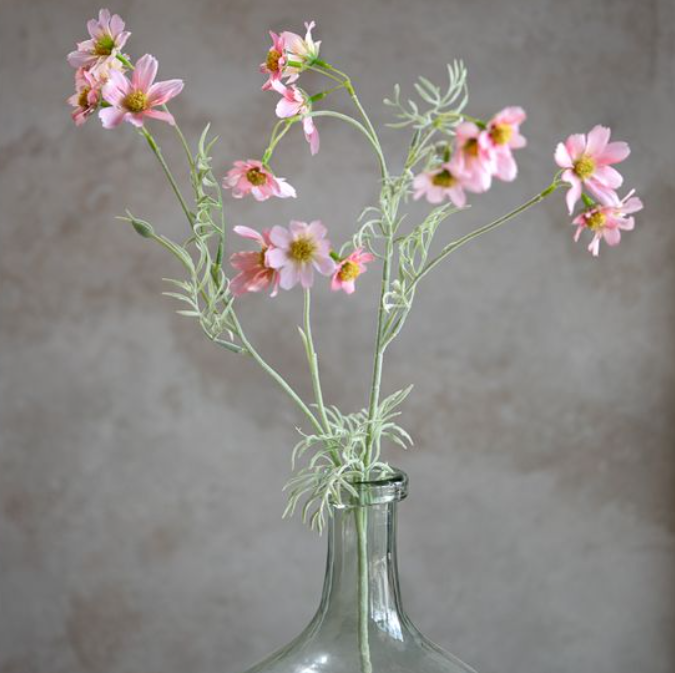 Pink Cosmos Flower Stem, Feathered Farmhouse