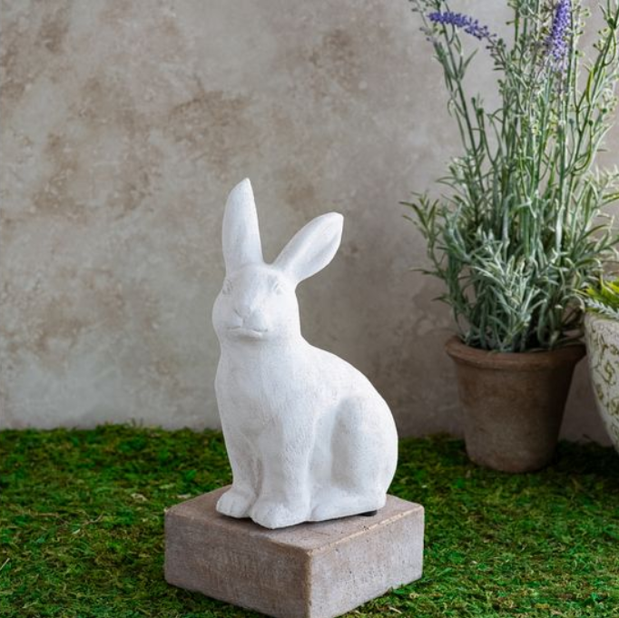 White Sitting Bunny, Feathered Farmhouse