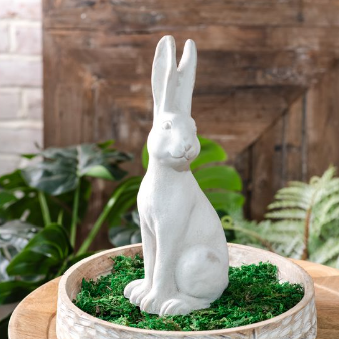 White Sitting Bunny, Feathered Farmhouse
