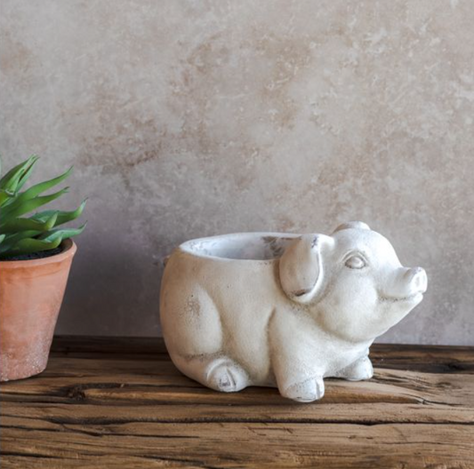 White Pig Planter, Feathered Farmhouse