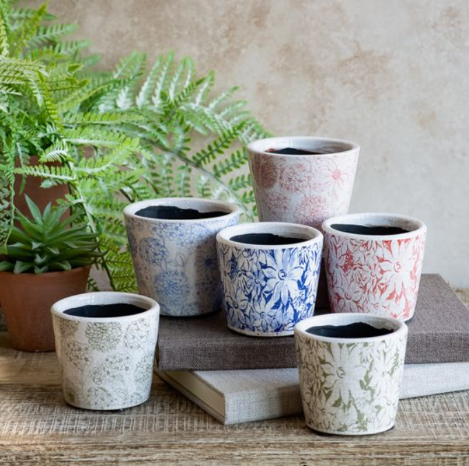 Floral Garden Pot, Feathered Farmhouse