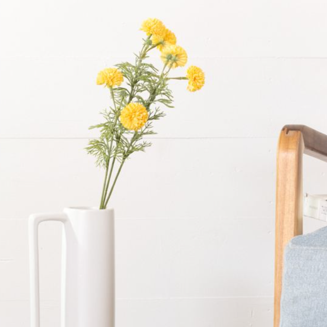 Yellow Chrysanthemum Stem, Feathered Farmhouse
