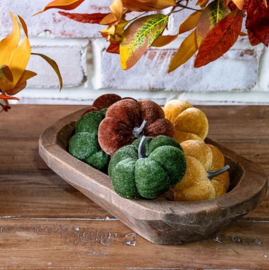 Fall Velvet Pumpkin Set, Feathered Farmhouse