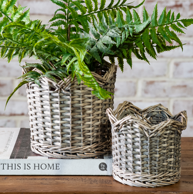 Grey Wash Willow Basket