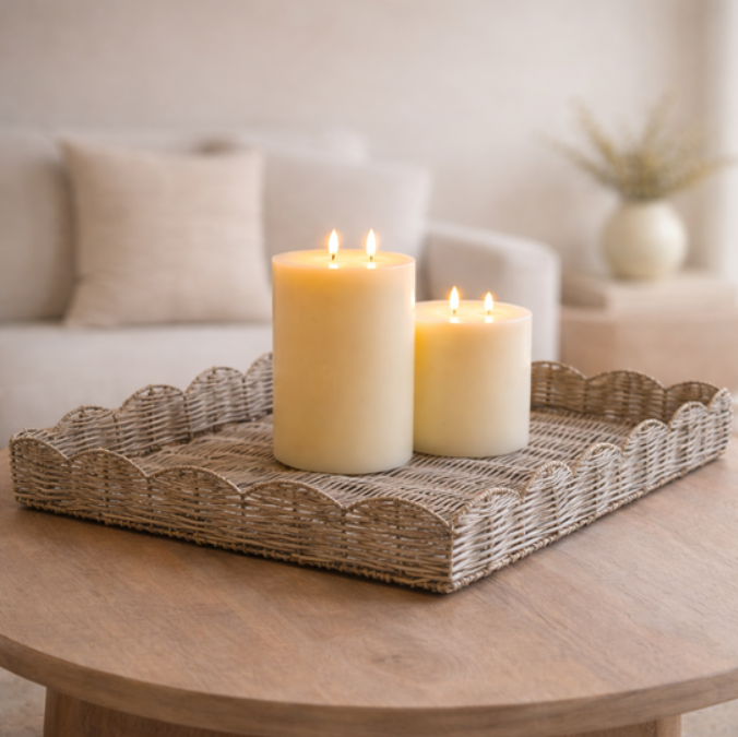 Grey Wash Willow Tray, Feathered Farmhouse