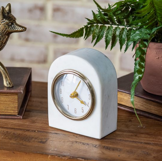 Marble Tabletop Clock, Feathered Farmhouse
