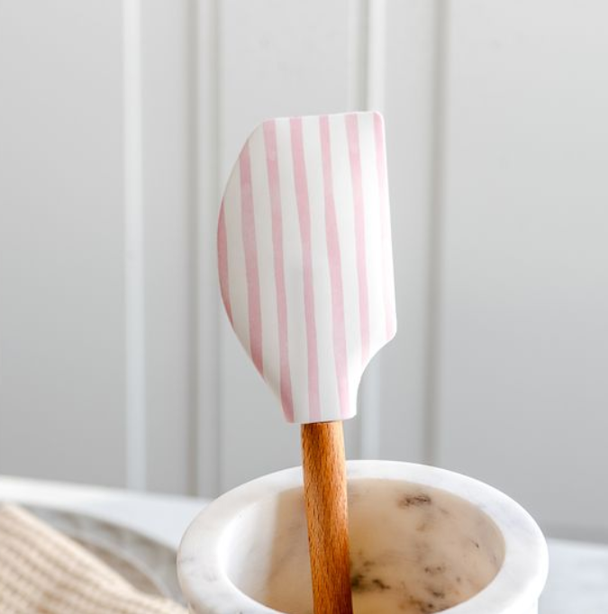 Pink Stripe Rubber Spatula, Feathered Farmhouse