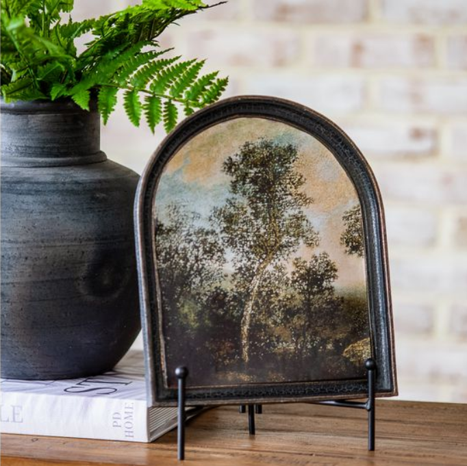Black Arch Landscape Frame, Feathered Farmhouse