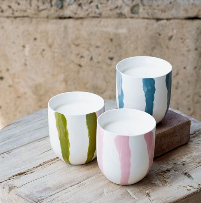 Stripe Citronella Candle, Feathered Farmhouse