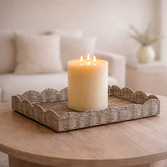 Grey Wash Willow Tray, Feathered Farmhouse