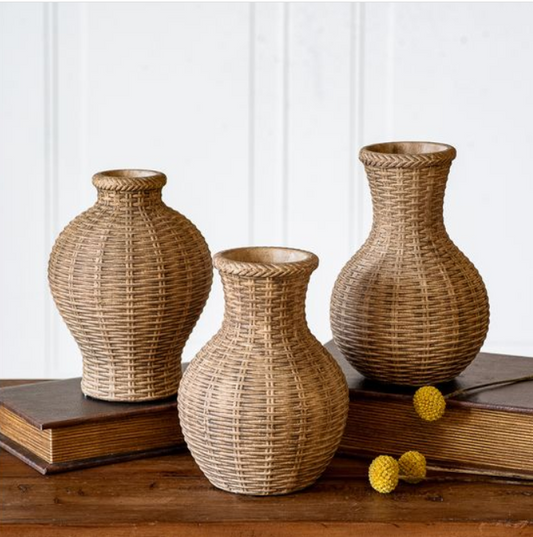 Weave Stoneware Vase, Feathered Farmhouse