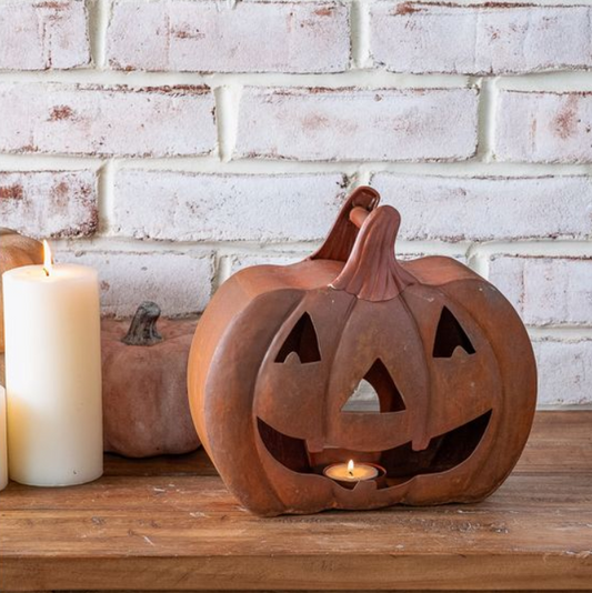 Jack-O-Lantern Candle Holder, Feathered Farmhouse
