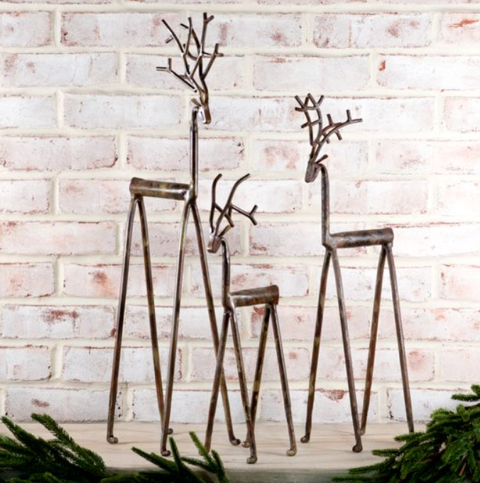 Bronze Iron Deer, Feathered Farmhouse