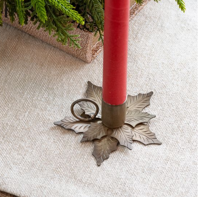Holly Leaf Candle Holder, Feathered Farmhouse