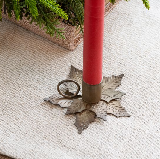 Holly Leaf Candle Holder, Feathered Farmhouse