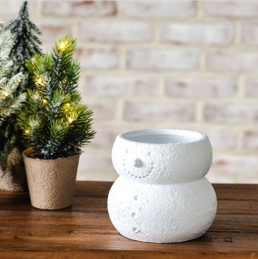 Cement Snowman Planter, Feathered Farmhouse