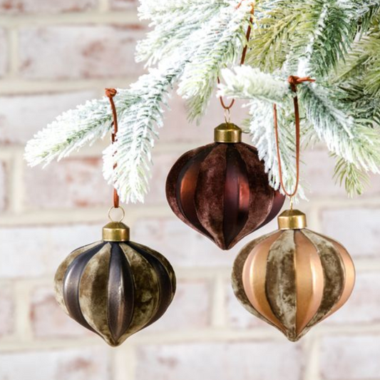 Velvet & Glass Teardrop Ornament, Feathered Farmhouse