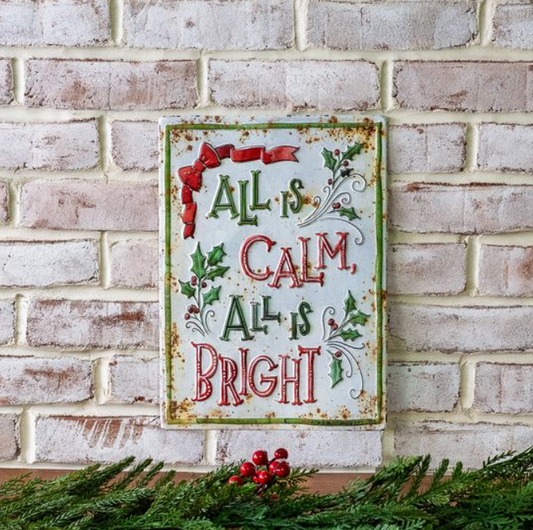 Holiday Calm & Bright Sign, Feathered Farmhouse