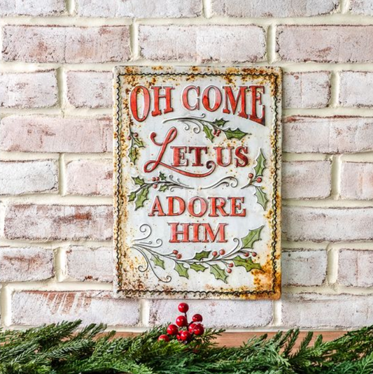 Adore Him Sign, Feathered Farmhouse