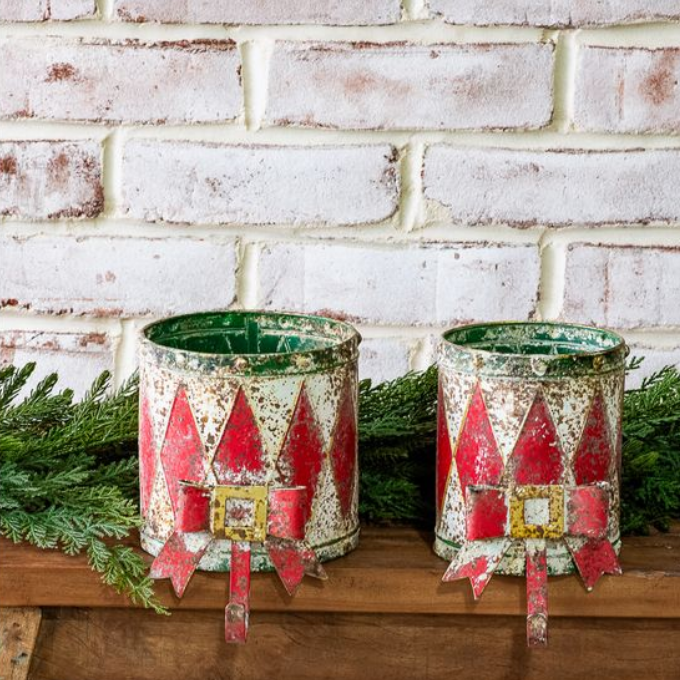 Antique Drum Stocking Holder, Feathered Farmhouse