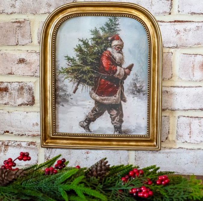 Antique Gold Santa Frame, Feathered Farmhouse