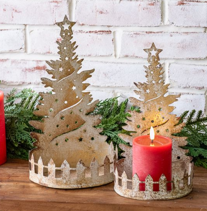 Antique Gold Tin Tree Trays