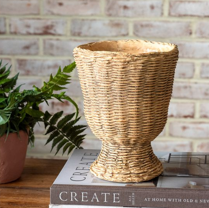 Cement Weave Planter, Feathered Farmhouse