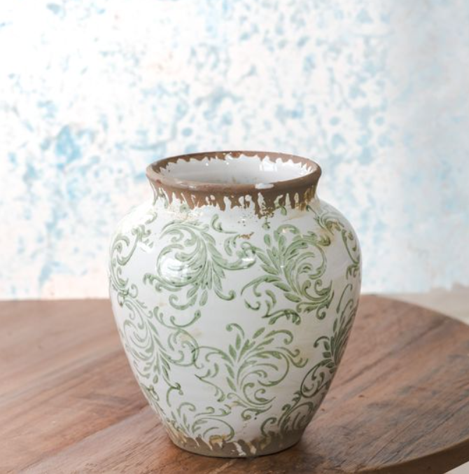 Green Heirloom Plum Vase, Feathered Farmhouse
