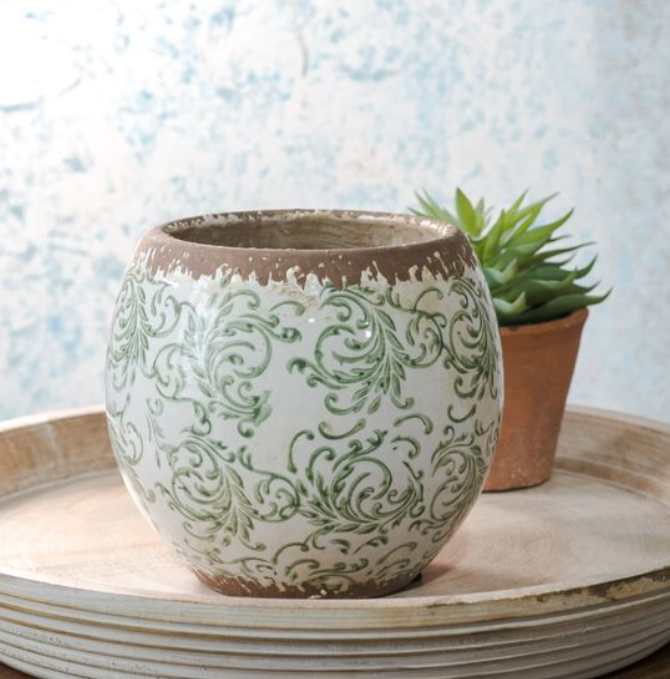 Green Heirloom Pot, Feathered Farmhouse