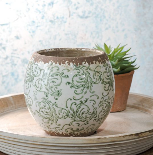 Green Heirloom Pot, Feathered Farmhouse