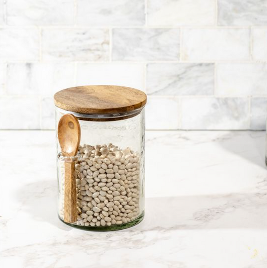 Hammered Jar with Wood Lid