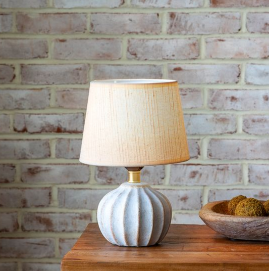 Beige Wash Stripe Lamp, Feathered Farmhouse