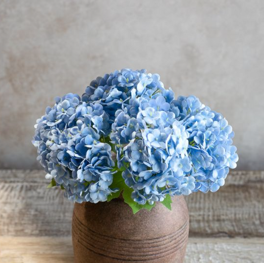Blue Mini Hydrangea Bunch, Feathered Farmhouse