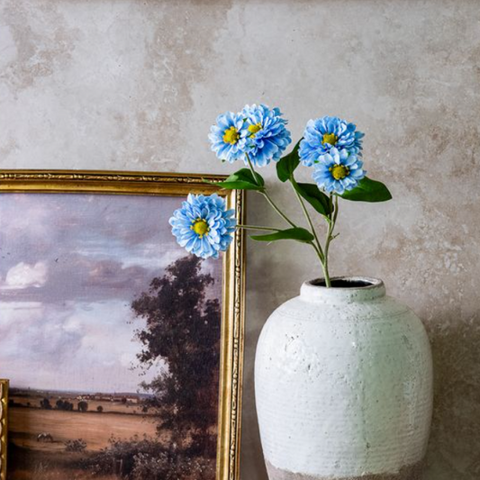 Blue Dahlia Stem, Feathered Farmhouse