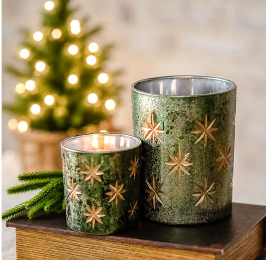 Green Star Candle Holder, Feathered Farmhouse