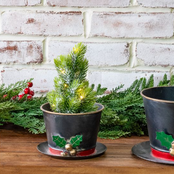Snowman Hat Planter, Feathered Farmhouse