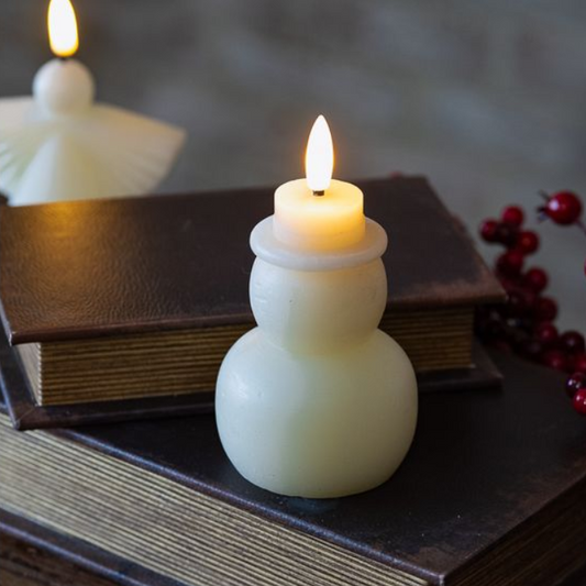 Snowman Candle, Feathered Farmhouse